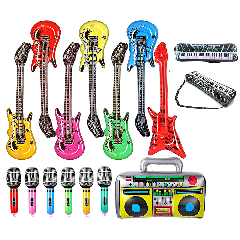 Musical Instrument That You Blow Into - Opblaasbare instrumenten speelgoedset inclusief opblaasbare gitaar