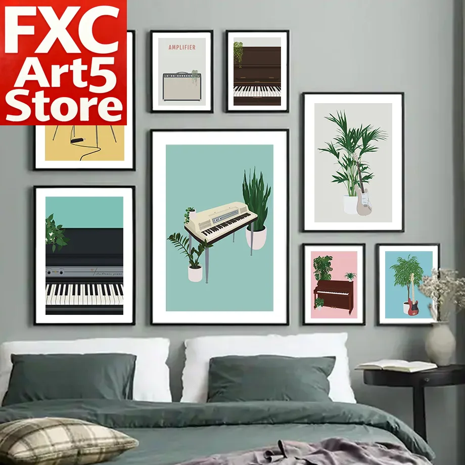 Picture Of Musical Instrument - 1PC Frameloze muziekinstrument illustratie Wall Art