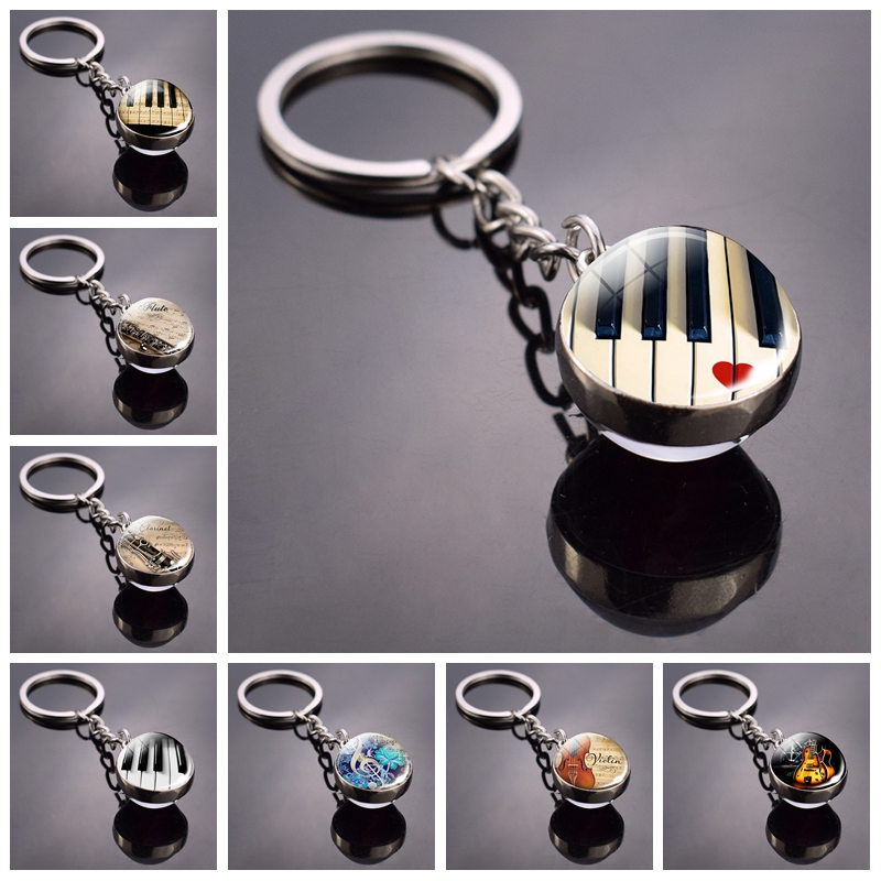 Musical Instrument All - Piano sleutelhanger muziekinstrumenten gespleten foto glazen