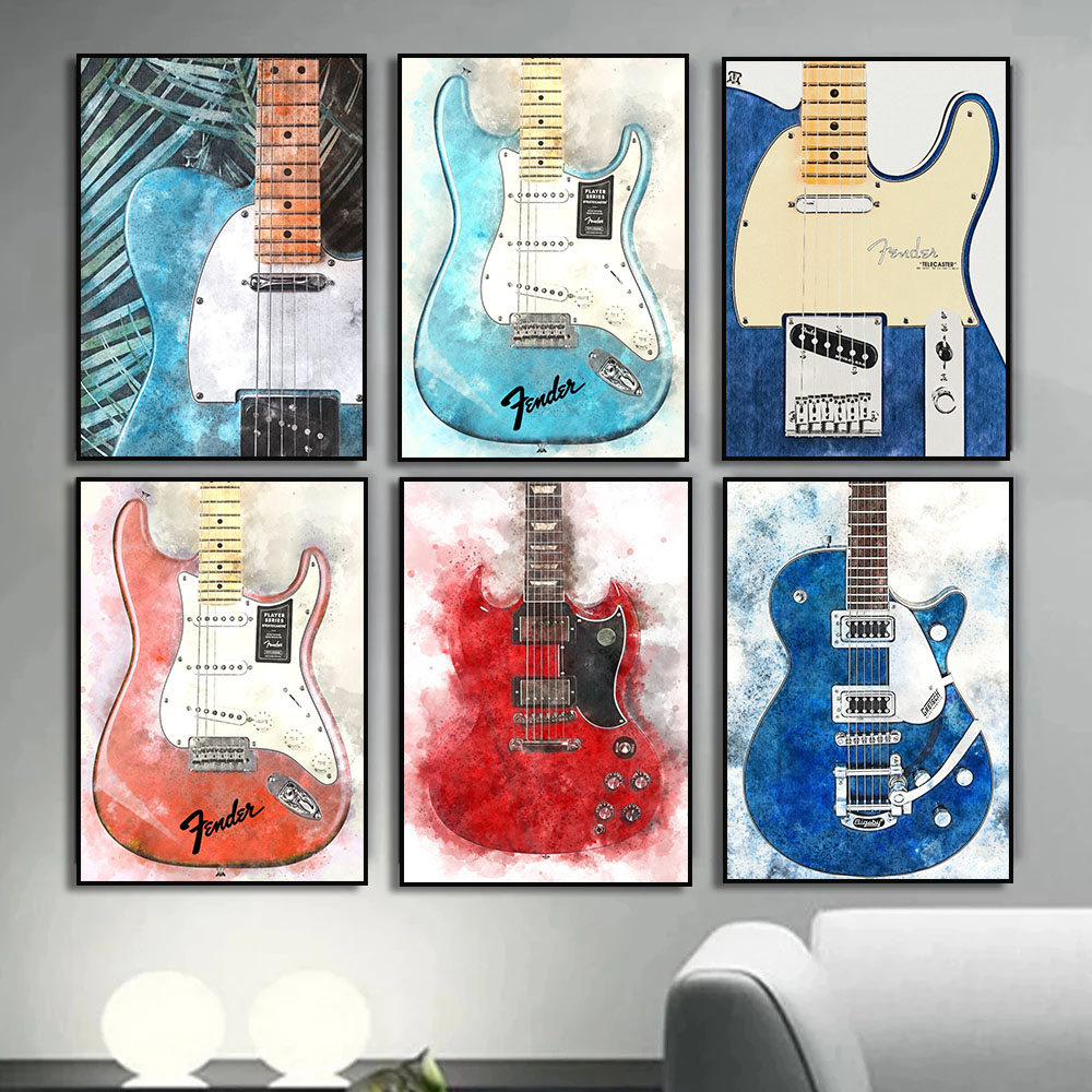 Picture Of Musical Instrument - Vintage Rock Muziek Gitaar Canvas Schilderijen