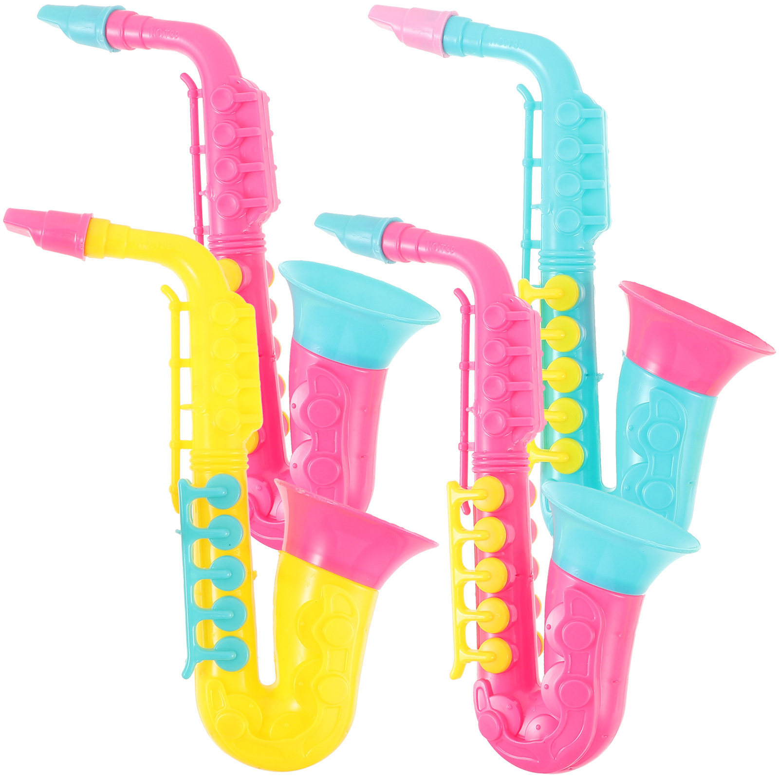 Musical Instrument That You Blow Into - 4 stuks plastic saxofoon kinderen kleurrijk