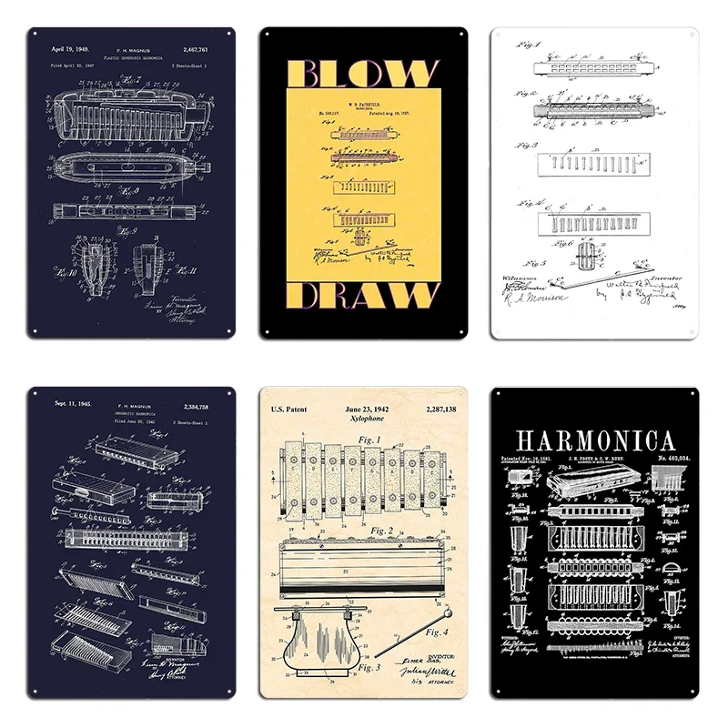 Musical Instrument In Drawing - Hohner Harmonica Patent Player Mondharmonica Muziekinstrument
