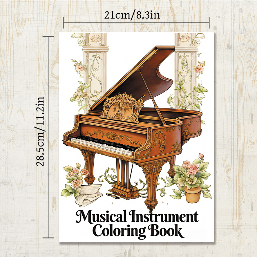 Vintage vleugelpiano muziekins - Musical Instrument Coloring Pages recensie en prijs