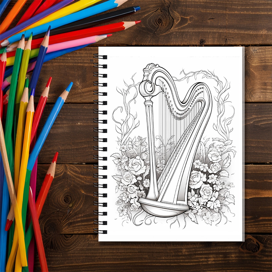 Vintage vleugelpiano muziekins - Musical Instrument Coloring Pages recensie en prijs