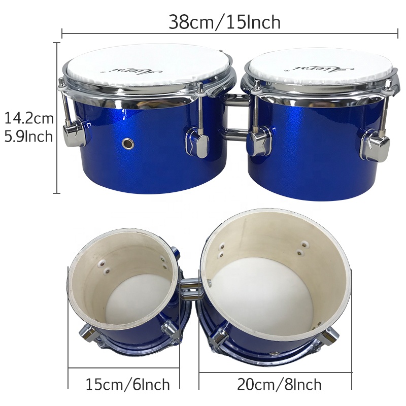 Blauwe Kleur Op Maat Gemaakt 6 - Bongo Drum Set recensie en prijs
